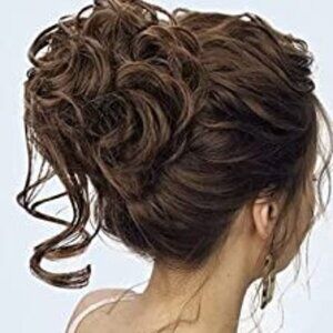 MESSY Bun Hairpiece Updo Ponytail Scrunchie Medium Brown